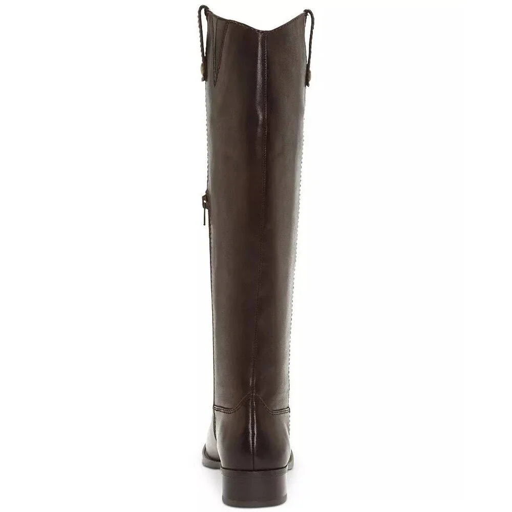 INC Fawne Boots 8M Chocolate Leather Knee‑High Riding Round Toe NIB msrp$189 - Picture 4 of 15